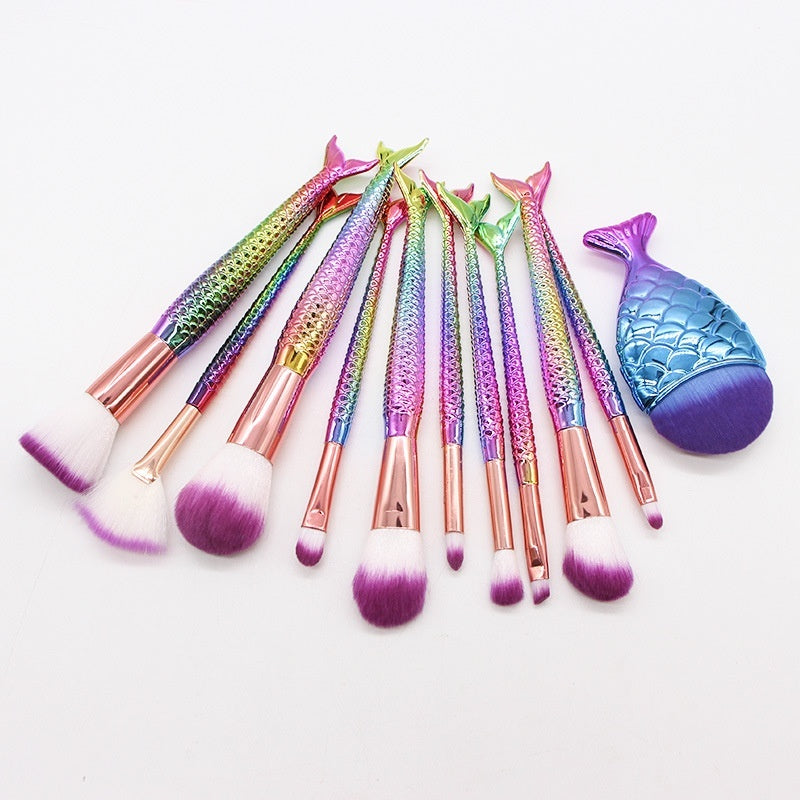 10 Mermaid Makeup Brushes Suit Beauty Tools Hot Selling Product Makeup Brushes Combination