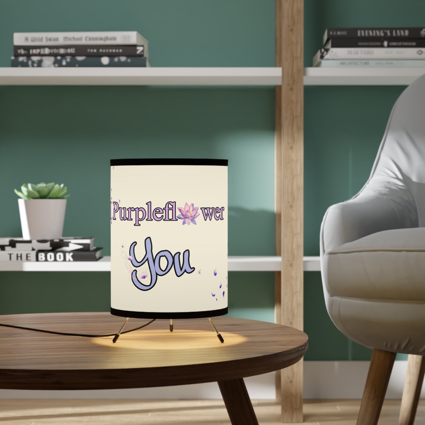 I PurpleFlower You - Tripod Lamp with High-Res Printed Shade, US\CA plug