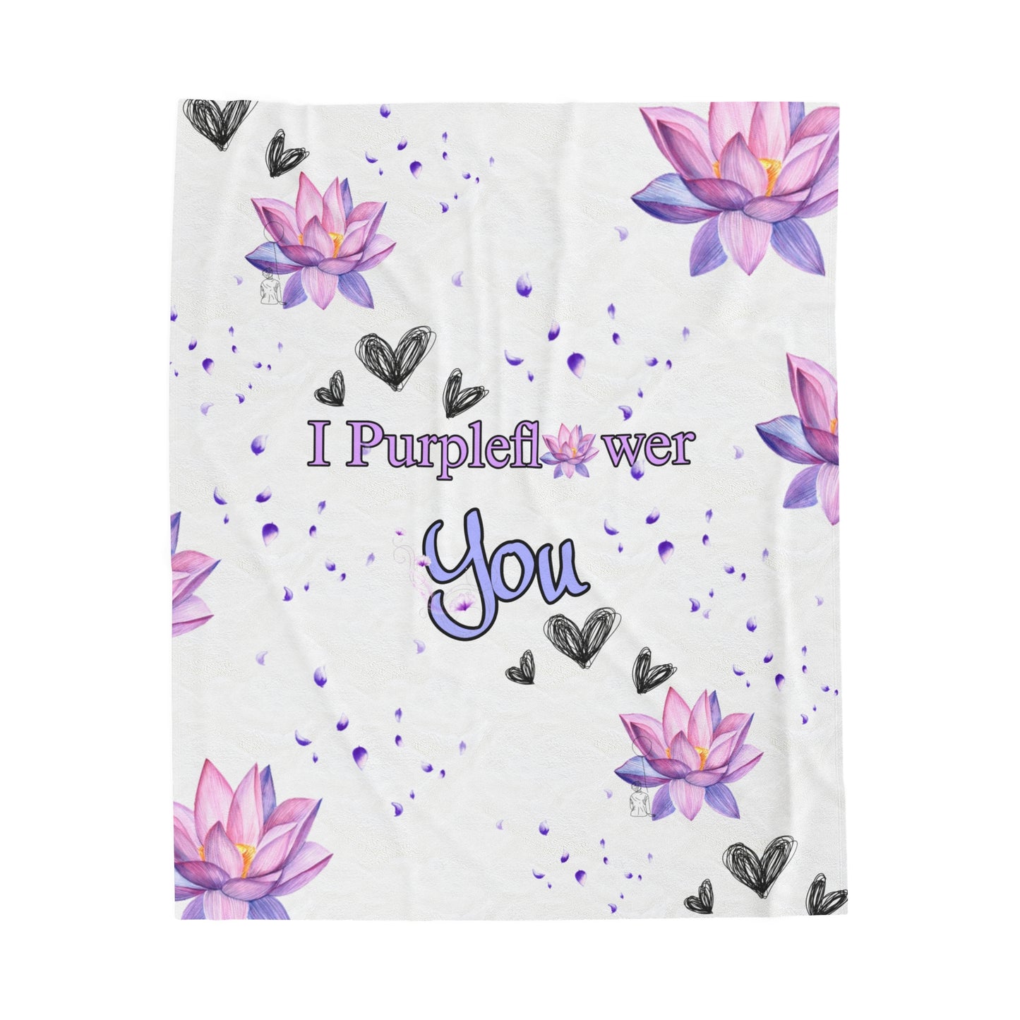 I PurpleFlower You - Velveteen Plush Blanket