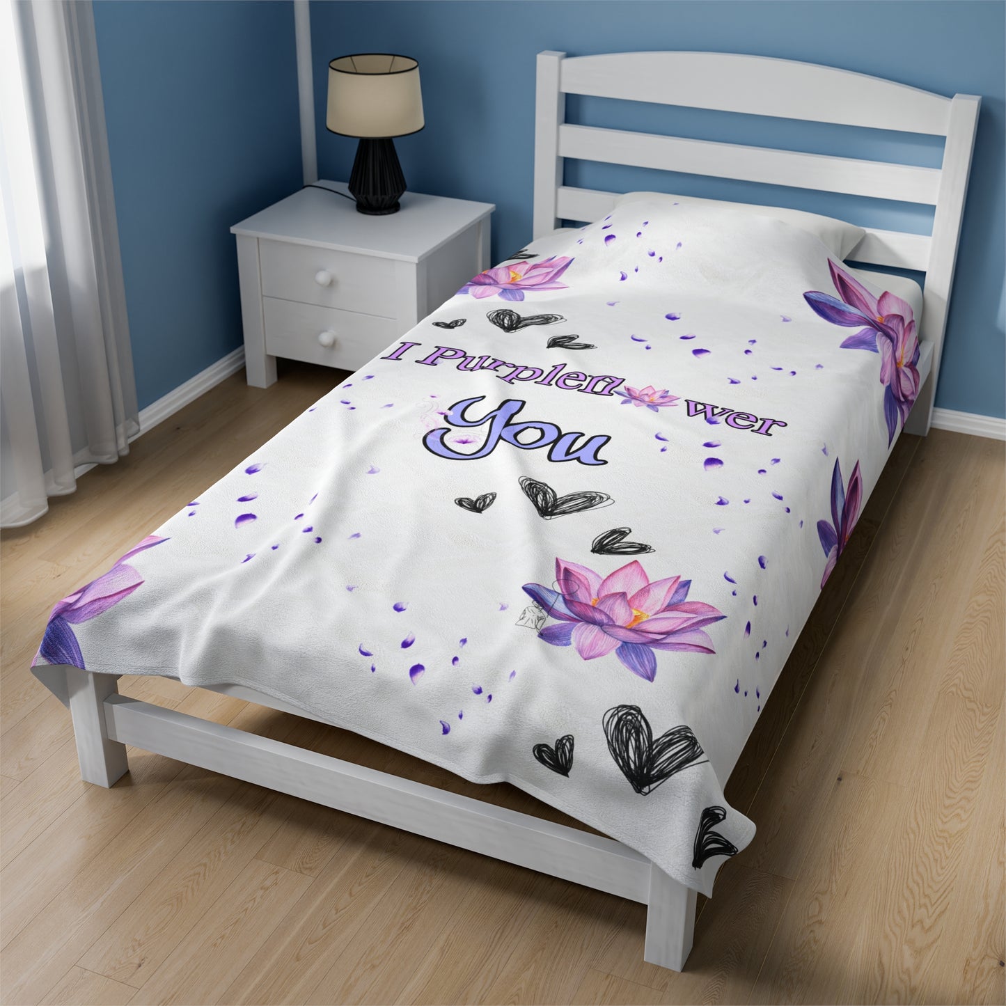 I PurpleFlower You - Velveteen Plush Blanket