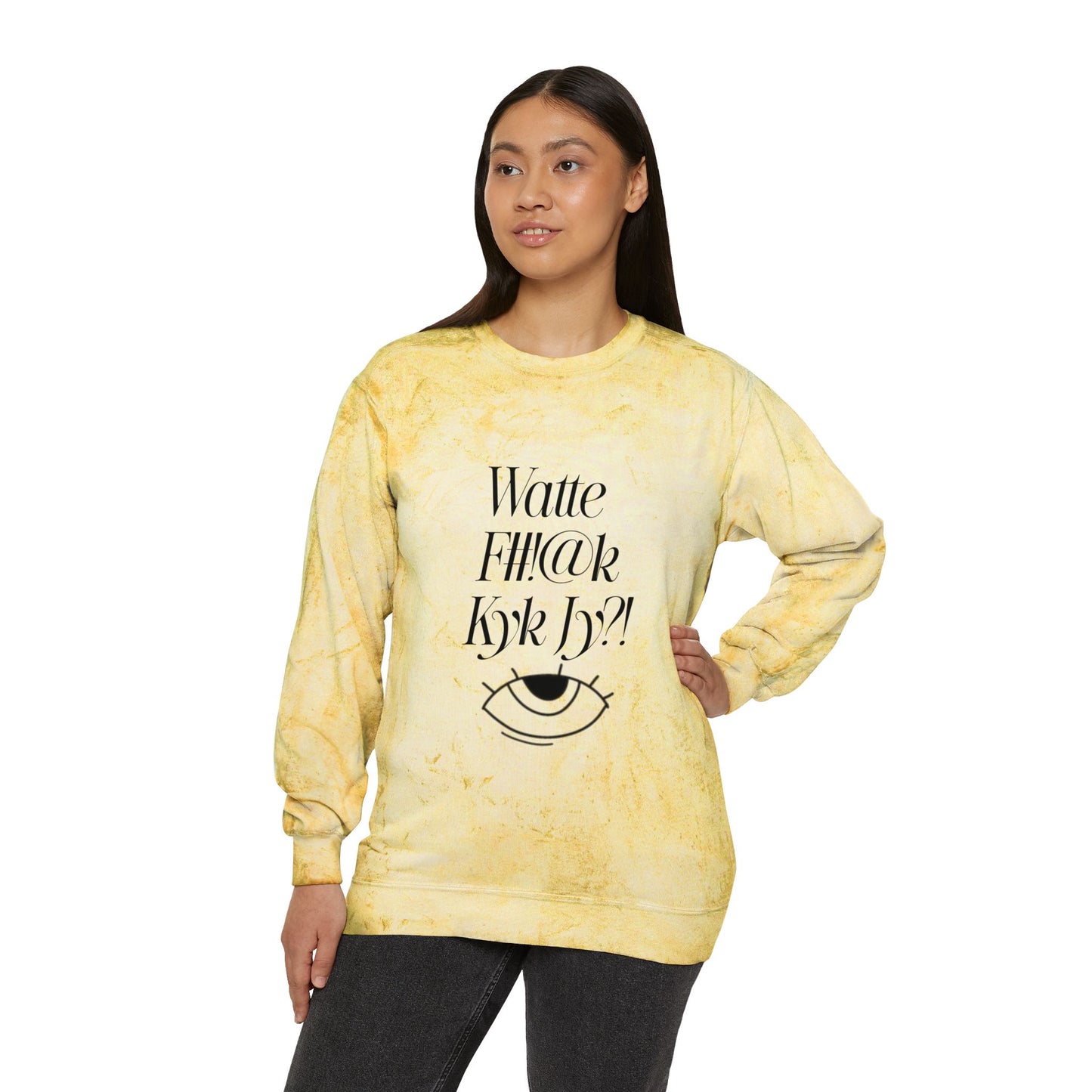 Wat de FK kyk jy? - Unisex Color Blast Crewneck Sweatshirt