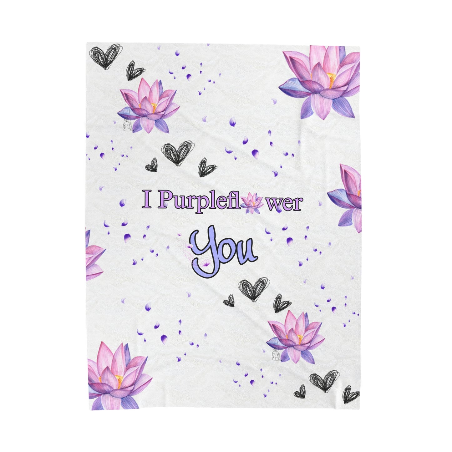 I PurpleFlower You - Velveteen Plush Blanket